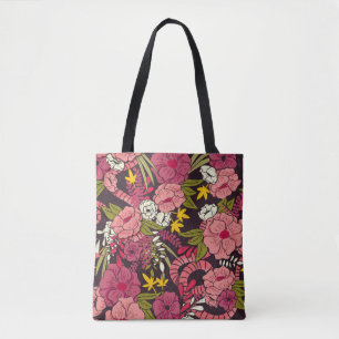 Blumendschungel mit Schlangen, tropische Blume
