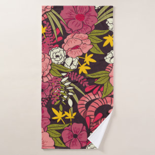 Blumendschungel mit Schlangen, tropische Blume Badehandtuch
