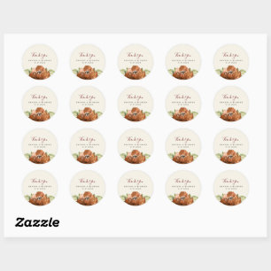 Blumendunkelorange Herbst-Hochzeitsaufkleber Runder Aufkleber