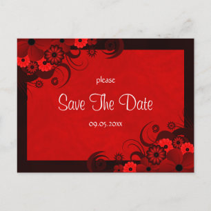 Blumendunkelrote, gotische Save the Date Postkarte