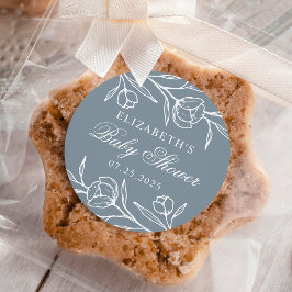 Blumendusche Blue Baby Dusche Runder Aufkleber