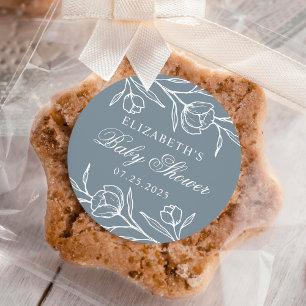 Blumendusche Blue Baby Dusche Runder Aufkleber