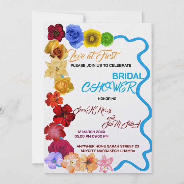 Blumendusche Einladung, Wildblume Bridal Feiertagskarte (Vorderseite)