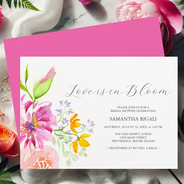 Blumendusche Einladungen Liebe ist in Bloom (Love is in bloom bridal shower invitations watercolor art by Victoria Grigaliunas of Do Tell A Belle)