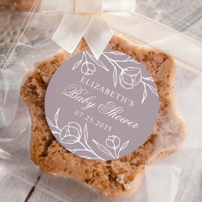 Blumendusche Lila Babydusche Runder Aufkleber (Von Creator hochgeladen)