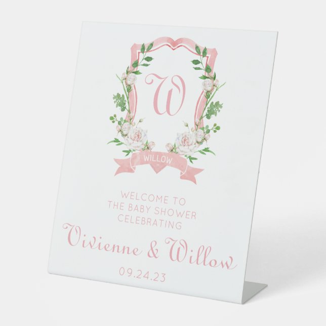 Blumendusche Wappen Empfang Sockelschild (Vorderseite)