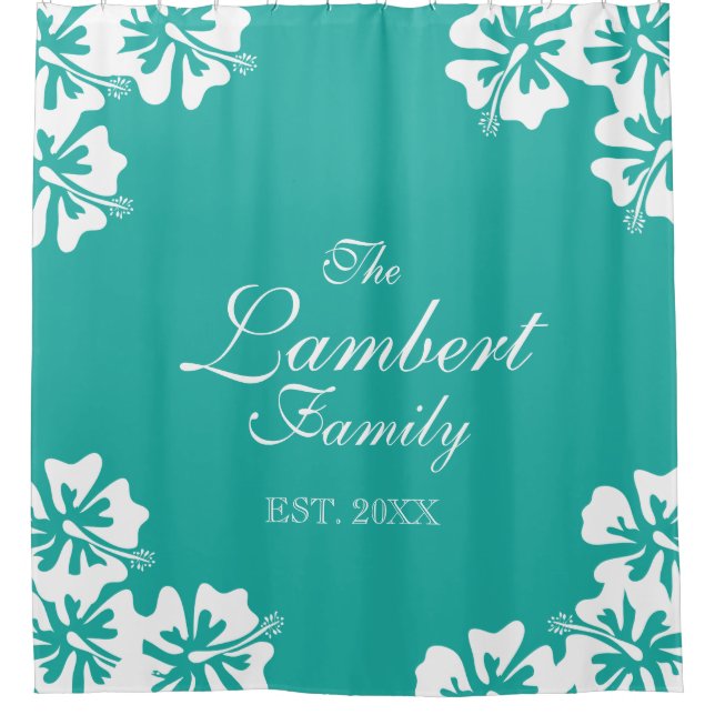 Blumenduschvorhang Aqua-der blauen Hibiskus-Blume Duschvorhang (Vorderseite)