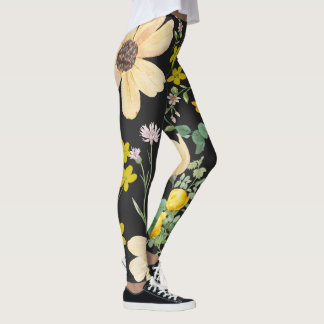 Blumendusk Embrace: Leggings um Mitternacht