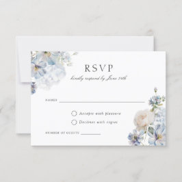 Blumendusty Blue Elegante Blush Rose Hochzeit RSVP Einladung