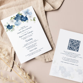 Blumendusty Blue QR-Code bei einer Hochzeit Einladung