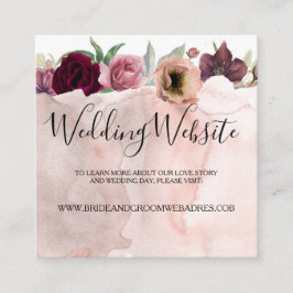 Blumendusty Rose und Burgund Wedding Website Begleitkarte