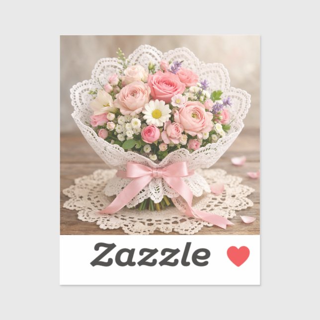 Blumenecke Hochzeitsserviette Aufkleber (Blatt)