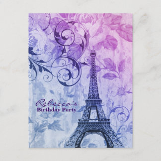 Blumeneiffel-Turm Paris-Geburtstags-Party Einladung