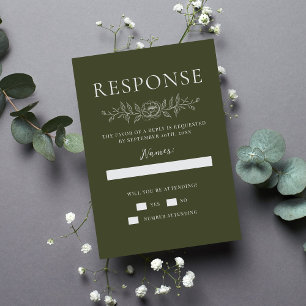 Blumeneinfachheit 1 Moderne Grüne Minimale Hochzei RSVP Karte