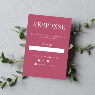 Blumeneinfachheit 2 Mulberry Minimalistische Hochz RSVP Karte