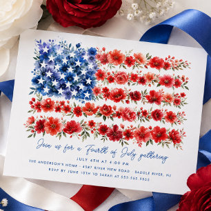 Blumeneinladung Amerikanische Flagge Einladung