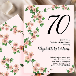 Blumeneinladung zum 70. Geburtstag in Rosa Einladung