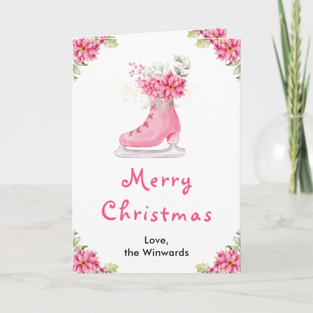 Blumeneis Skate Rosa Frohe Weihnachten (Vorderseite)