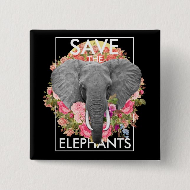 BlumenElefant Button (Vorderseite)