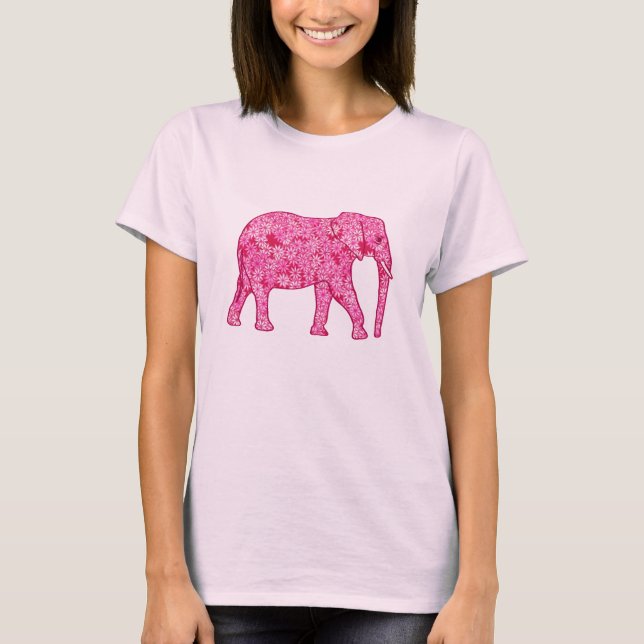 Blumenelefant - Fuchsienrosa T-Shirt (Vorderseite)