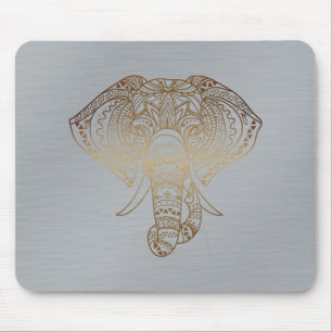 BlumenElefant Gold Silver Tribal Office Geschenk Mousepad