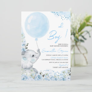 Blumenelefanten-Baby-Shower-Einladung Einladung
