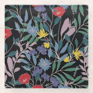 Blumenelegant: Abstrakter Vintager Hintergrund Glasuntersetzer