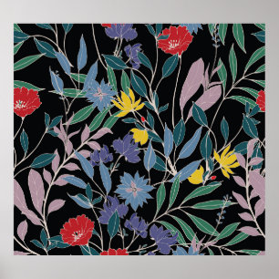 Blumenelegant: Abstrakter Vintager Hintergrund Poster