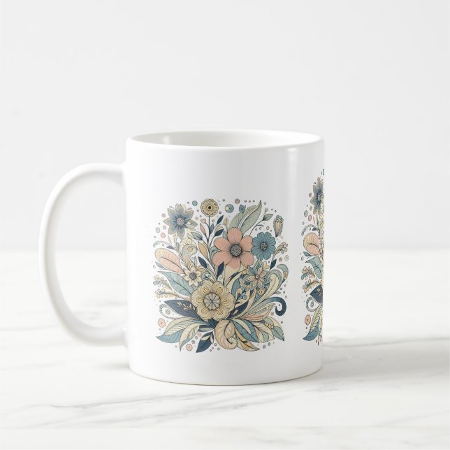 Blumenelegant in Pastel Tones Tasse (Links)
