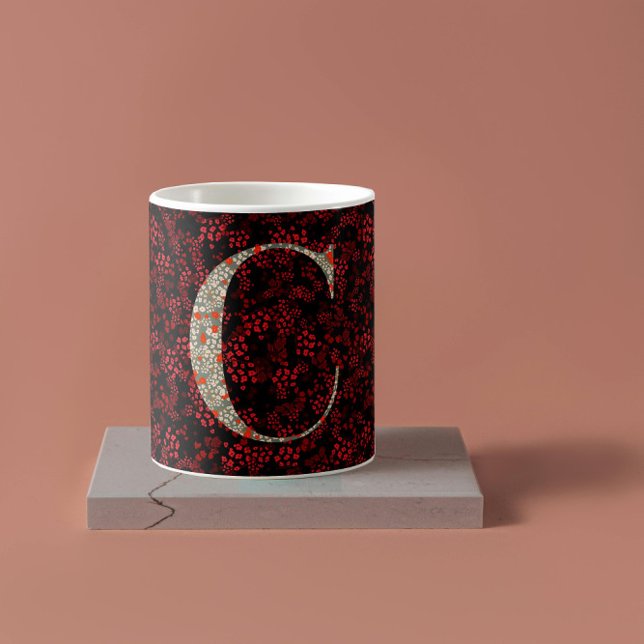 Blumenelegant Monogramm C rot mit einer Phrase Kaffeetasse (Von Creator hochgeladen)
