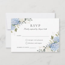 Blumenelegante blaue Hortensien-Antwort-RSVP-Karte