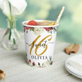 Blumenelegante Sweet 16 Paper Cups Pappbecher