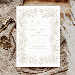 Blumenelegante Vintage Rahmen Hochzeitseinladung Einladung