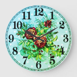 Blumeneleganz 27,3 cm runde Acryl-Wanduhr Große Wanduhr
