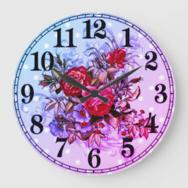 Blumeneleganz 27,3 cm runde Acryl-Wanduhr Große Wanduhr