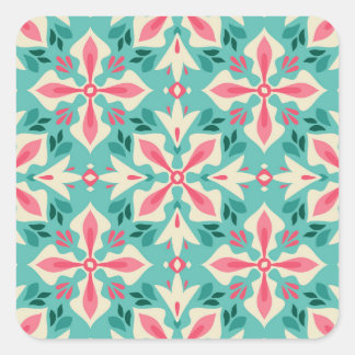 Blumeneleganz: nahtloses Vintages Motiv. Quadratischer Aufkleber