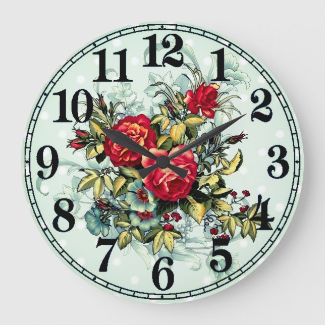 Blumeneleganz Runde Acryl-Wanduhr Große Wanduhr (Vorderseite)