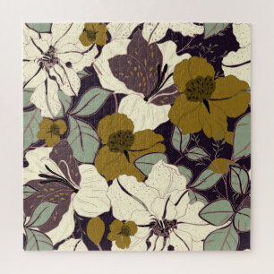 Blumeneleganz, vintage Blattmuster. Puzzle