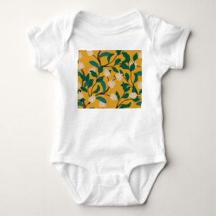Blumeneleganz: Vintages Blattmuster. Baby Strampler