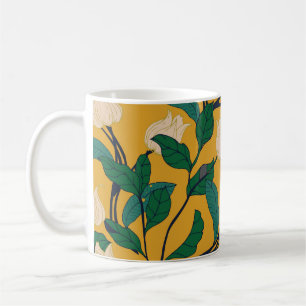 Blumeneleganz: Vintages Blattmuster. Kaffeetasse