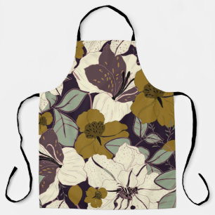 Blumeneleganz, Vintages Blattmuster. Schürze