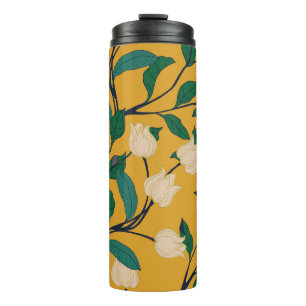Blumeneleganz: Vintages Blattmuster. Thermosbecher