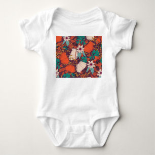 Blumenelemente: Handgezeichnet Nahtlos. Baby Strampler