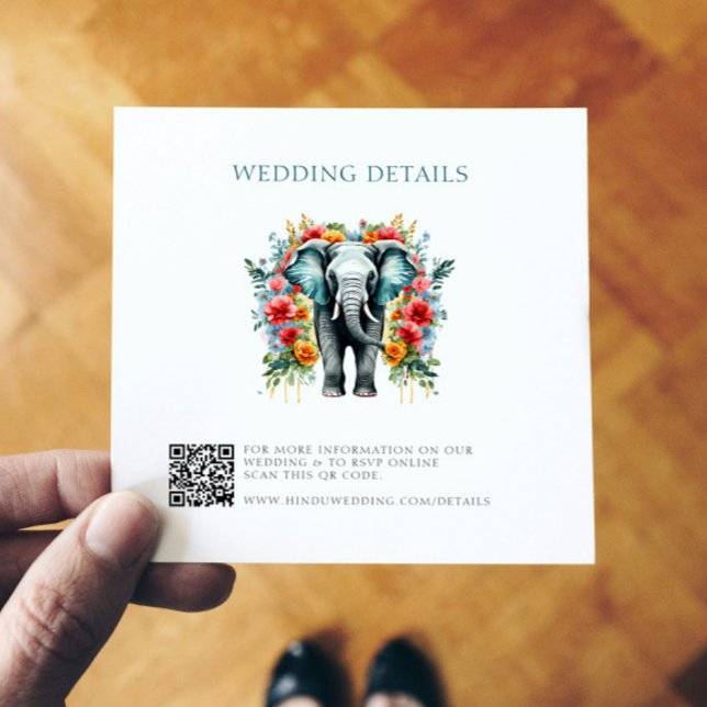 BlumenElephant Bay Blau und Weiße Hochzeiten Detai Dankeskarte (Von Creator hochgeladen)