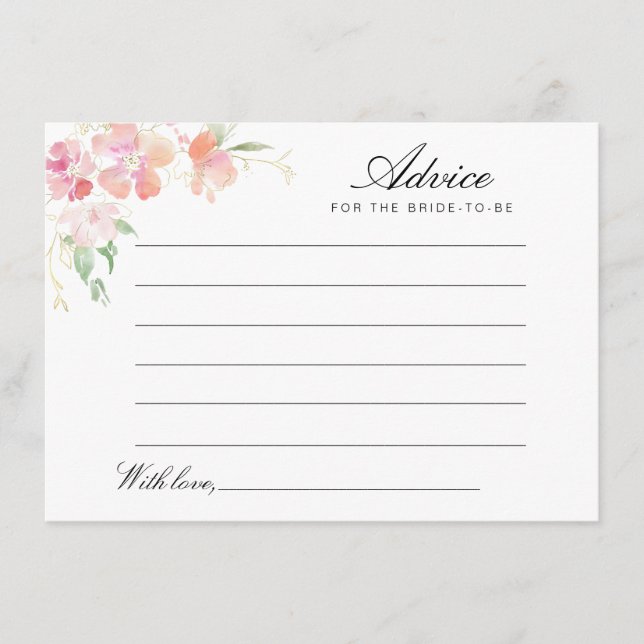 Blumenempfehlung in Aquarellfarben Hinweiskarte (Vorderseite)