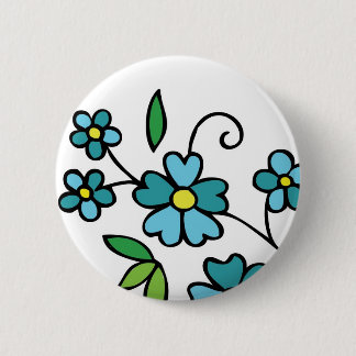 Blumenentwurf des blauen Blumenknopfes Button