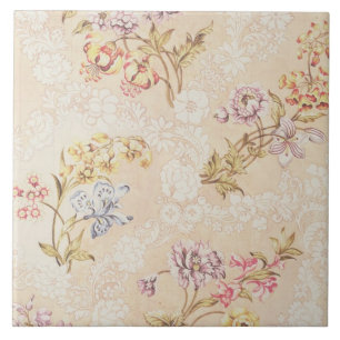 Blumenentwurf mit Pfingstrosen, Lilien und Rosen Fliese