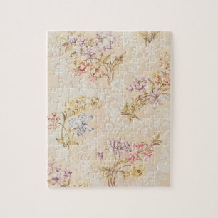 Blumenentwurf mit Pfingstrosen, Lilien und Rosen Puzzle