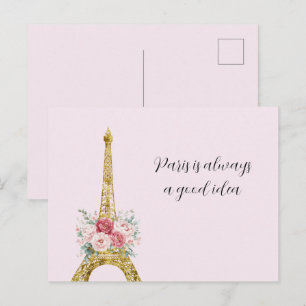 Blumener Eiffelturm Paris ist immer eine gute Idee Postkarte