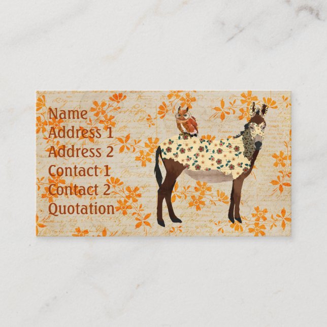 Blumenesel-u. Eulen-Visitenkarte Visitenkarte (Vorderseite)